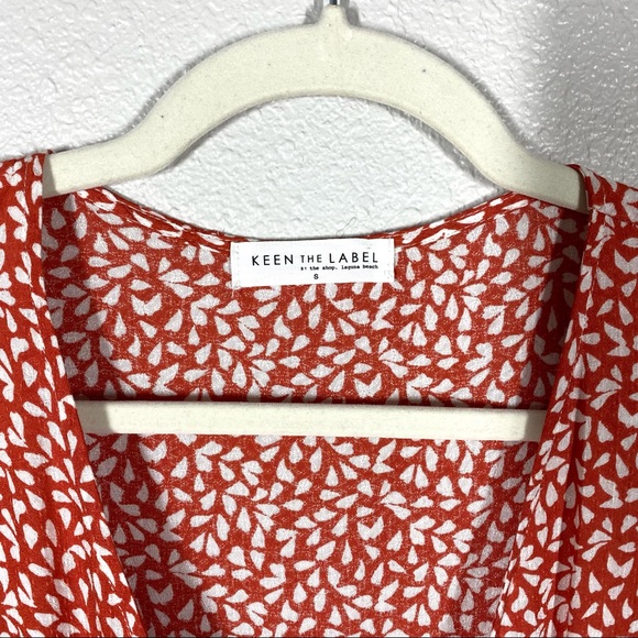 Keen The Label by The Shop Laguna Beach Rosie Wrap Midi Dress Red Coral Size S - Picture 5 of 10